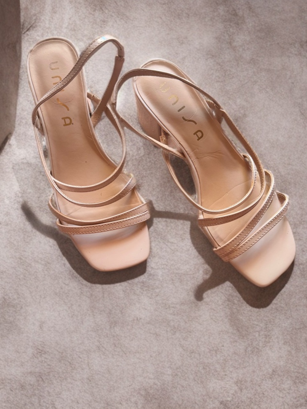 Unisa Strappy Block Heel Sandals in Nude